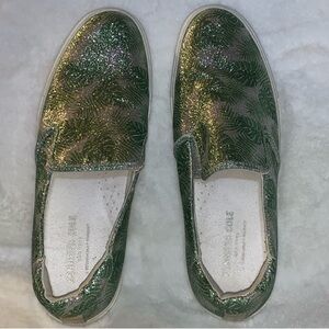 🧿 KENNETH COLE Green Glitter Platform Sneakers Shoes NWT 9.5